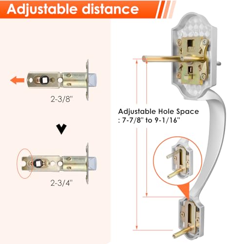 Image of Haidms Brushed Nickel Front Door Handle No Lock, Exterior Door Handleset with Reversible Handle Lever, Keyless Single Cylinder Entry Door Handle with Lower Half Lever for Left and Right Hand Door