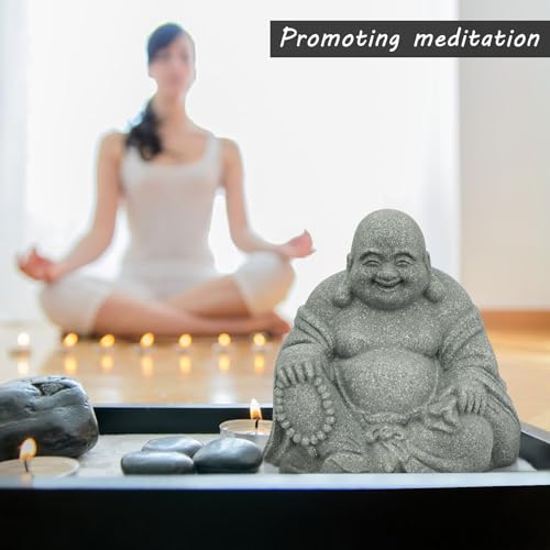 Estatua Feng Shui Buda de Piedra Sonriente 3.1 pulg miniatura 3