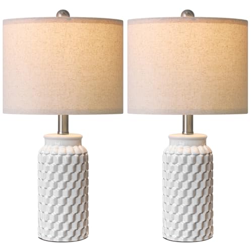 USumkky 20.5" White Modern Ceramic Bedside Lamps Set of 2, Small Table Lamp for Bedroom Decor Farmhouse Nightstand Lamp for Living Room Office by USumkky - Image 7