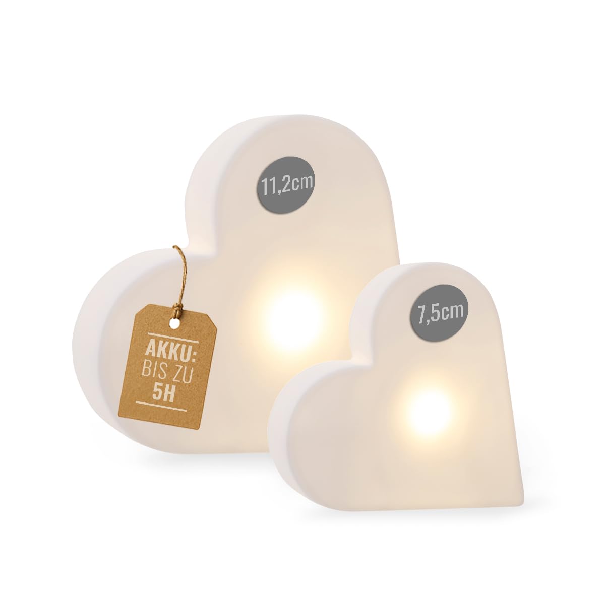 8 seasons design LED Herz Mini-Leuchten Set Shining Heart Micro XS & S – Dekolampen 8cm + 12cm – kabellos mit Akku, USB-C aufladbar – Tischdeko, romantische Deko, Herzlampen, Valentinstag, Muttertag
