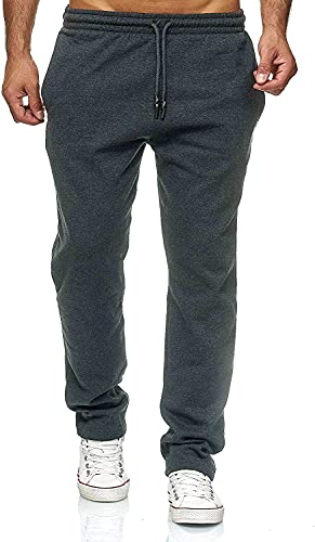 MAHUAOYIXI Pantalon de jogging pour homme en couleur unie en taille haute, pantalon long de sport pour homme, élégant en coton, confortable pour l'automne et l'hiver, gris foncé, XXL Cover