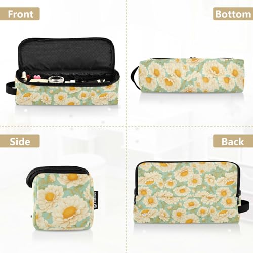 Bolsa de viaje para herramientas de cabello Glowing White Daisy para mujer con tapete resistente al calor organizador para plancha y accesorios de cuidado del cabello portátil miniatura 5