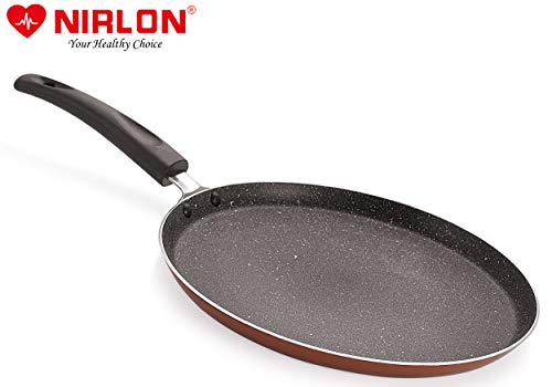 Image of Nirlon Brownie Granite 7-Piece Aluminium Non Stick Cookware Gift Set with Glass Lid & 3 Spoon Brown (Compatible with All Gas & stovetops Only)