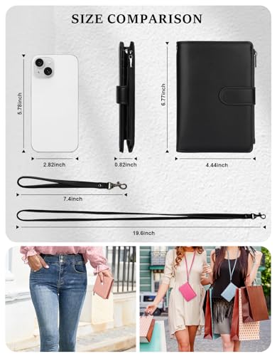 RFID Passport Holder for Women/Men Travel Gifts, Large Capacity Passport Wallet, Family Travel Documents Organizer with Card/Airtag Slots, Zipper coin pocket, Cash Holder Passport Cover Case (Black)4