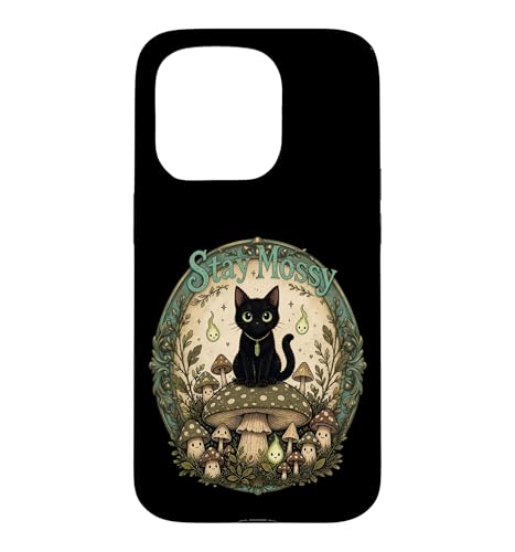 Stay Mossy dark cat Goblincore �L�m�R �X�̐����� �X�}�z�P�[�X iPhone 15 Pro �p