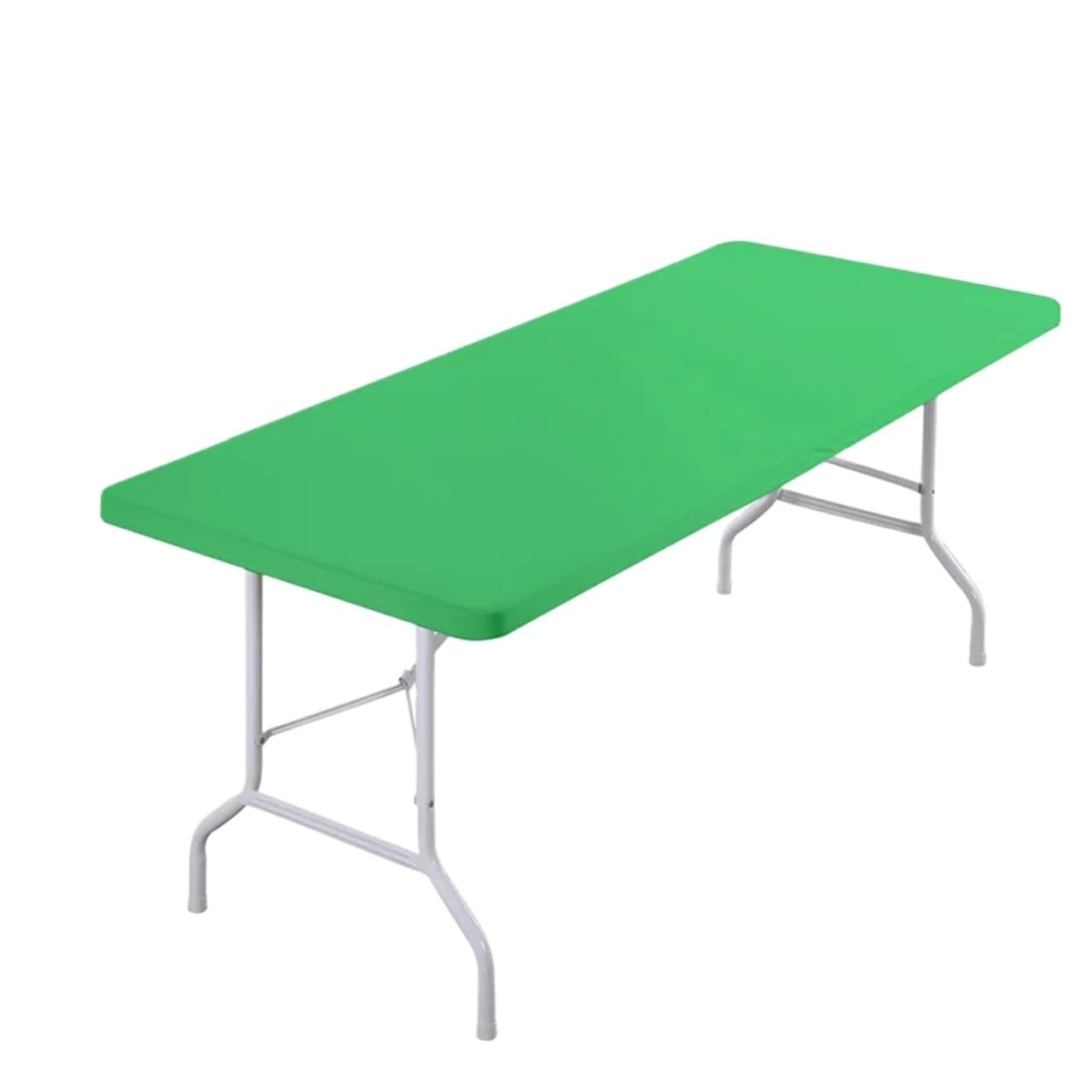 Vaeltor Rectangle Table Cloth, Elastic Fitted Fabric Tablecloth Fits For 6 Foot Folding Tables, Washable Cover For Picnic, Camping(Green,8FT 243x76cm)