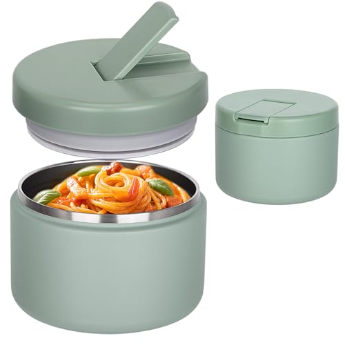 Image of Pawtong 12oz Insulated Vacuum Food Jar with Buckle Lid Wide Mouth Soup Thermo for Hot Food Kids Leakproof Stainless Steel Lunch Container