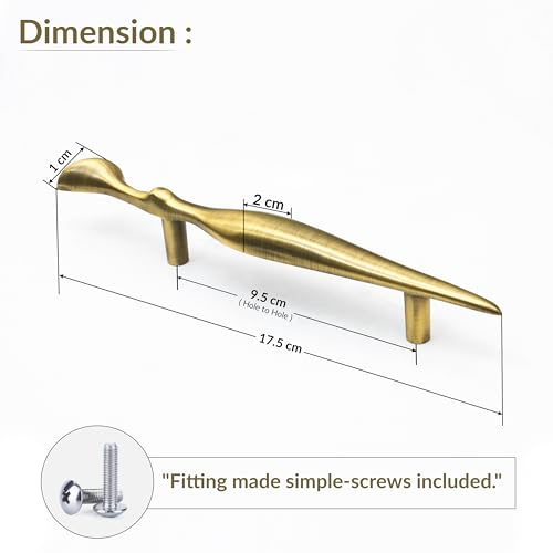 Image of Plantex Cabinet Handle /96mm Handle for Cabinet /Wardrobe Handle /Door Pull-Push Handle for Home /Office - Pack of 1 (Brass Antique)