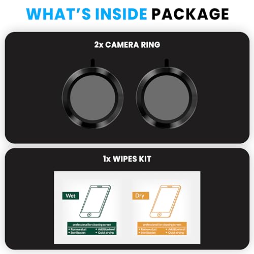 Image of ArmourPro Camera Rings Tempered Glass for Nothing Phone 2A, Tough HD Individual Aluminum Alloy Rings 9H Camera Cover, Scratch-Resistant,Camera Lens Protection| Black, 1 Pack