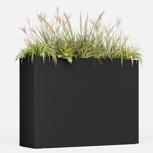 Bevivog Metal Planters for Outdoors, Large Metal Planter Box 36”L x 10”W x 26”H Tall Rectangle Planter Box with Removable Insert Shelf, Heavy Outdoor Pots for Porch, Garden, Patio, Yard, Deck