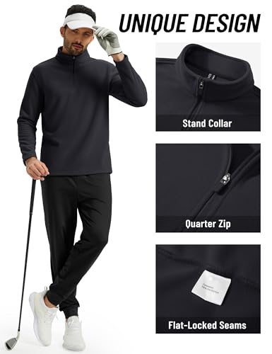 TACVASEN Men's Quarter Zip Pullover Mock Neck Sweatshirt Fleece Lightweight Fashion Sweaters Casual Activewear4