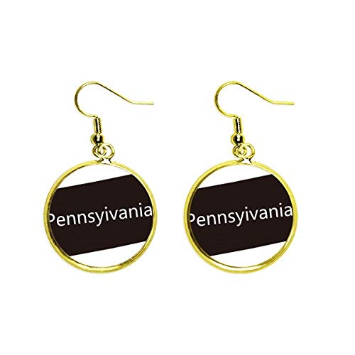 Pendientes de Pensilvania dorados con silueta del mapa de USA para mujer