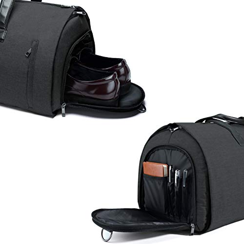 Crospack Carry on Garment Bag for Travel,Upgraded 55L Garment Bag Convertible Suit Duffle Bag for Airplane, Suit Bag for Men Dark Grey