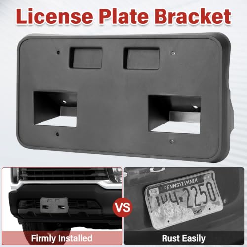 Image of License Plate Bracket for Chevrolet Chevy Silverado 2500 HD 3500 HD 2024 2025 2026 (Doesnot Fit for Chevy Silverado ZR2), Front Bumper License Plate Holder Replacement Frame Black Mount