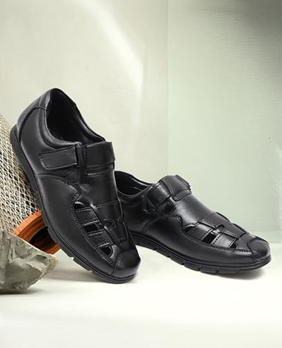Image of BRUTE Genuine Leather Sandals for Men | Closed Fisherman Sandal