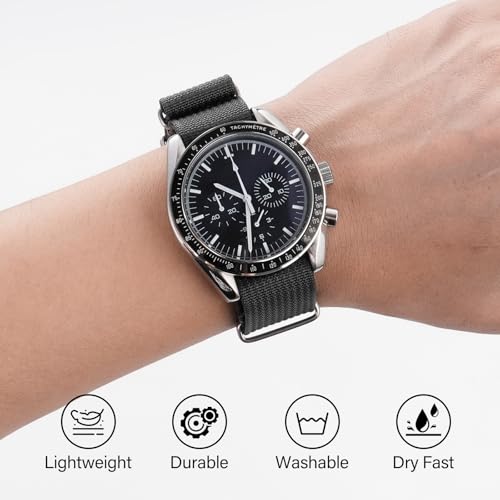Image of TACTICAL FROG Nylon Watch Band 18mm 19 mm 20mm 22 mm 24 mm, Waterproof Military Watch Straps Replacement for Men Women, With Stainless Steel Buckle