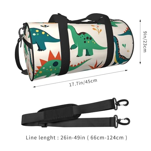 Dinosaurs Footprint Printed Travel Bag,Round Personal Item Storage bag,Foldie Duffel Bag for Traveling Vacation,Fitness,Sports4