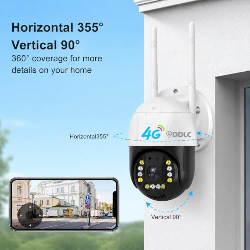 Image of DDLC 5MP 4G SIM LTE Wireless Outdoor PTZ Security Camera | SIM Based PTZ CCTV Camera | Full HD | 360 Pan Tilt | Color Night Vision | Motion Detection | Two-Way Audio with Mobile App V380 Pro (4G ptz)