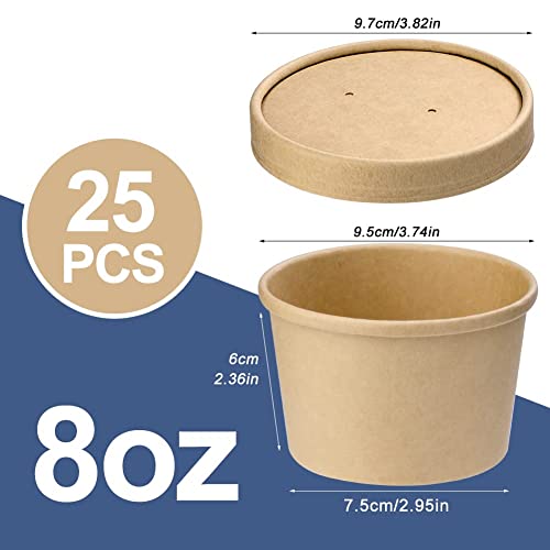 Image of 8 oz 25 pack Paper Soup Cups with Lids, Paper Ice Cream Cups