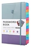 LiVash PASSWORD BOOK-A5 Letter-Tag Password Notebook - Computer and Website Login Password Organizer and Manager - 240 Pages with Inner Pocket - 8.4x5.9 Inches (Cyan Blue)
