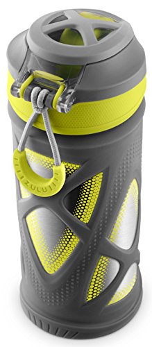 ZULU Garrafa de água Echo Kids de aço inoxidável isolada a vácuo com manga de silicone, 340 g, cinza