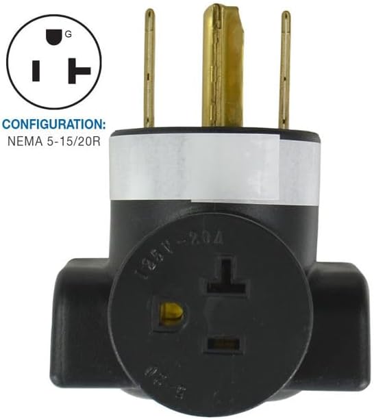Miniatura 3 de Conntek Adaptador de pared para secadora de 30 amperios y 4 clavijas (NEMA 14-30) para el hogar 15/20A Oulet (NEMA 5-20), color negro