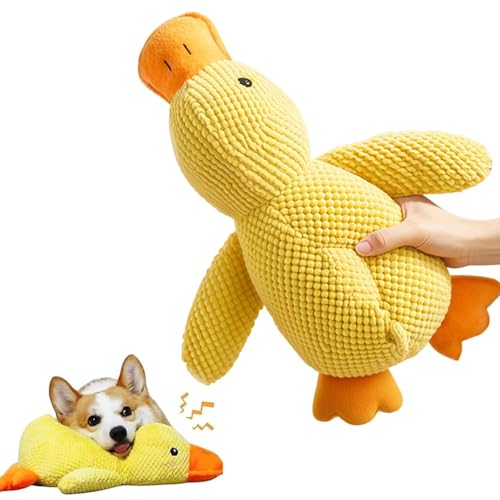 UZYXC Giocattolo Anti-Stress per Cani Anatra e Dog Toys: Peluche Giallo Squittente Indistruttibile per Cuccioli con Effetto Scricchiolio