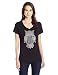 Hanes Women's Short Sleeve Graphic V-Neck Tee, Ebony Gray, Large