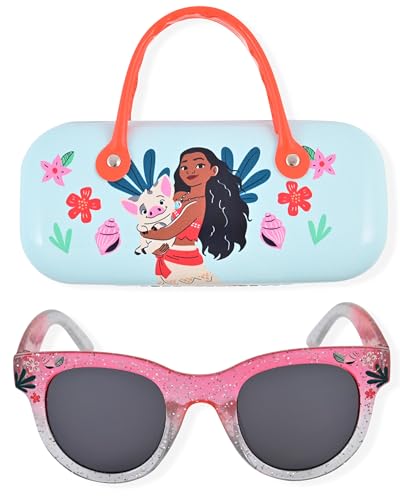 Disney Óculos de sol Moana para meninas com estojo de óculos combinando e proteção UV para crianças pequenas, Coral, One Size