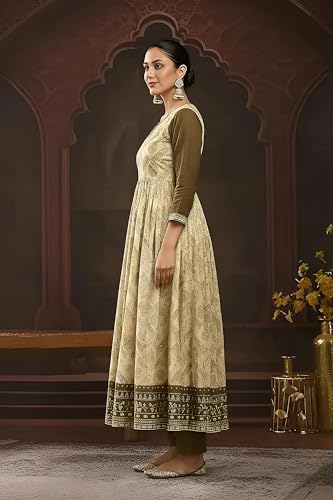 Ensemble Kurta Col en V avec Pantalon Évasé Ethnique Confort - 3