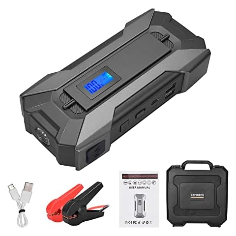 Car Jumper starters jump leads for car, TOPQSC 800A Portable Car Emergency Start Power Supply for Motorcycles Boat RV, with LED/Clamp/Quick Charge (Up to 6.0 L Gas or 3L Diesel Engine) Cover