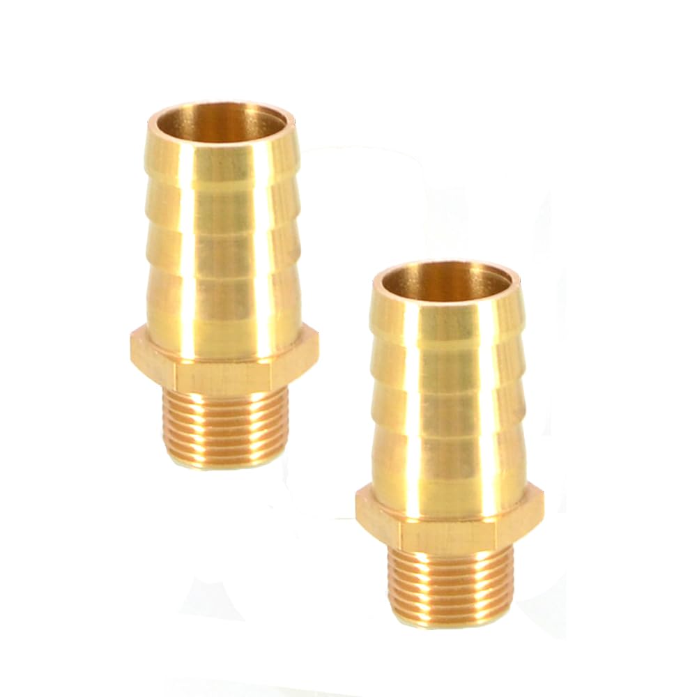 TopHomer 2Pcs BSP Hose Connector Brass Pipe Fitting 19mm Barb x G3/8 Male, Hose Barb Tail Male BSP Thread Connector Joint Copper Coupler Adapter โ image 1