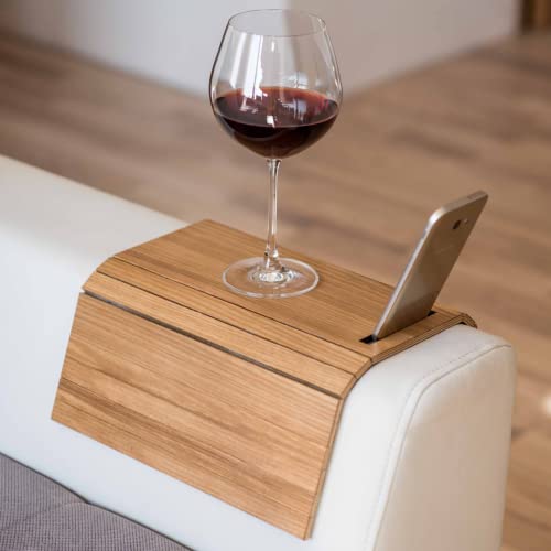 Sofa arm Tray Table Couch Bedside Wood Coaster Coffee Cup