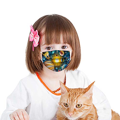 50 Pièces Enfants Jetable_????????í????ú????????í???????????? pour Masque 3 Couches Filtre ,Mignonne Facial imprimé Sport Anti-poussière Extérieurs Bandana,Confortable ,Respirable Fille et Garçon (A02, 50 Pièces )