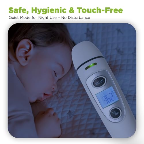 Image of Forehead and Ear Thermometer, No Touch Digital Infrared Thermometer for Baby, Adult and Whole Family| Multifunction Quick Accurate Reading, Fever Alarm, Record Memory, TGA ARTG No. 353751