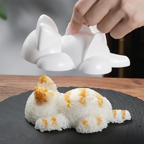 Molde de onigiri con forma de gato lindo para hacer sushi – Molde de plástico seguro para alimentos para niños, perfecto para bolas de arroz, prensa Musubi y fabricación de sushi Nigiri (6 piezas)