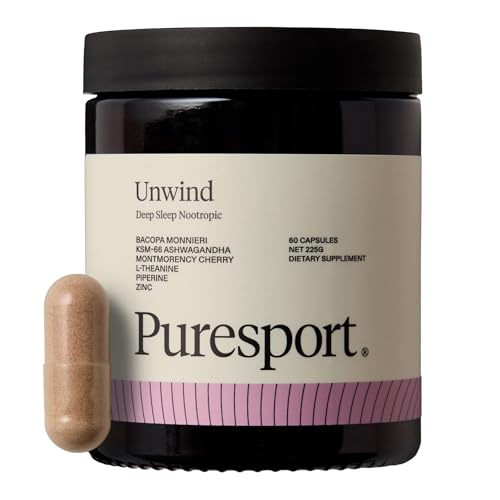 Puresport Unwind Deep Sleep Nootropic (60 Capsules) | All-Natural Sleep Support | Optimised Cognitive Performance | Reduced Stress | Vegan | with Ashwagandha KSM-66, Montmorency Cherry & L-Theanine
