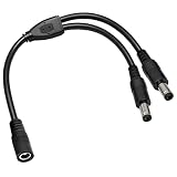3-Pack 18AWG DC 5.5mm x 2.1mm 12V/24V DC Power Splitter Cable, 1 Female to 2 Male for CCTV Surveillance Cameras, LED Light Strips, and Other Devices with Single Input and Dual Output Power Supply.