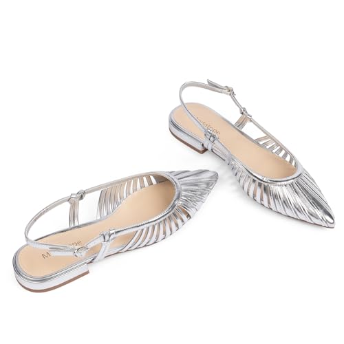 Image of Modatope Slingback Flats for Women Pointed Toe Ballet Flats Classic Low Heel Sandals Dress Shoes