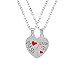 Luvalti Split Heart Pendant Necklaces - Set of 2 Big Sis Little Sis Necklaces Jewelry