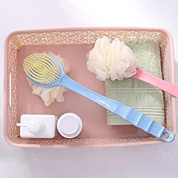 Aryamurti 2 IN 1 Back Body Bath Brush with Bristles and Loofah Back Scrubber with Curved Long Handled for Skin Exfoliating Bath, Massage Bristles Suitable for Wet or Dry, Men and Women(Multi) 1