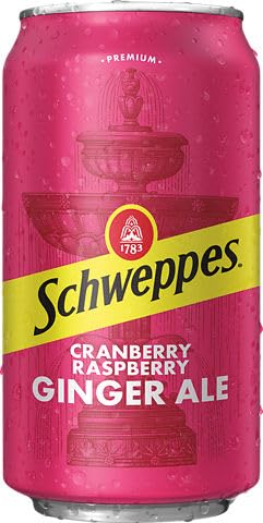 Schweppes Cranberry Raspberry Ginger Ale Soda, 12 fl oz, 24 Pack