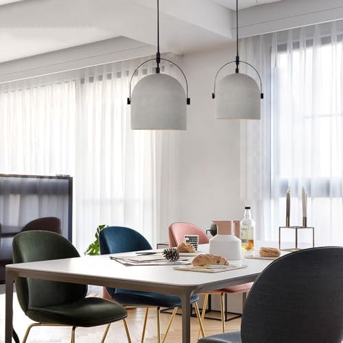 Lustre en ciment gris réglable avec tête unique pour salon