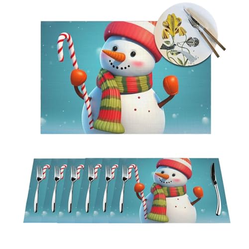 Set de table bonhomme de neige en PVC lavable résistant x4 pour repas de Noël