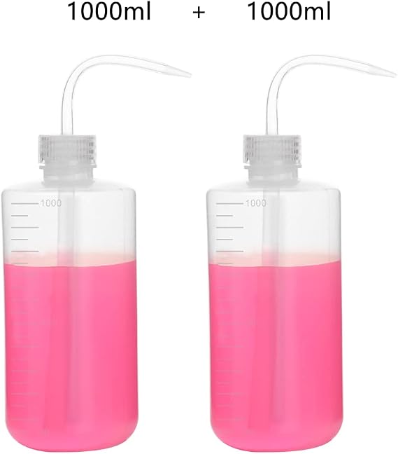 stonylab Chemical Wash Bottle, 2-Pack Plastic Safety Lab Squeeze Wash Bottle, LDPE with Narrow Mouth, 1000 ml / 2 Bottle