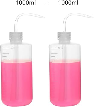 stonylab Chemical Wash Bottle, 2-Pack Plastic Safety Lab Squeeze Wash Bottle, LDPE with Narrow Mouth, 1000 ml / 2 Bottle