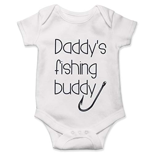 Lucky Star Daddy' Fishing Buddy Onesie Funny Baby for Boy Dad Shower Clothes Bodysuit - White - 6-12 Months