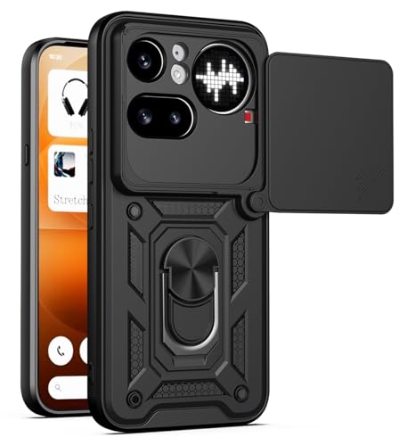 Image of Tough Armor Bumper Back Cover Case for Nothing Phone 4A Pro 5G | Sliding Camera Cover, Kickstand & Ring Holder 360 Degree Protection Back Cover Case for Nothing Phone 4A Pro 5G - Black