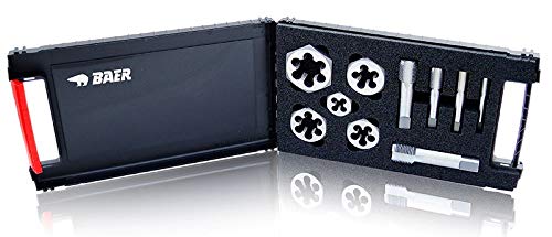 BAER Gewindeschneider Set, G(BSP) 1/8’’ - 3/4’’, HSSG, Gewindebohrer, Sechskantschneidmutter, Gewindeschneidsatz, Gewindeschneiden Rohrgewinde