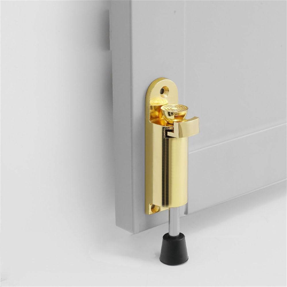 Zhanggl Bright Gold Door Stop Stopper Holder Foot-Operated, Bumper,Rubber Punch-Free,Zinc Alloy Foot-Operated Top